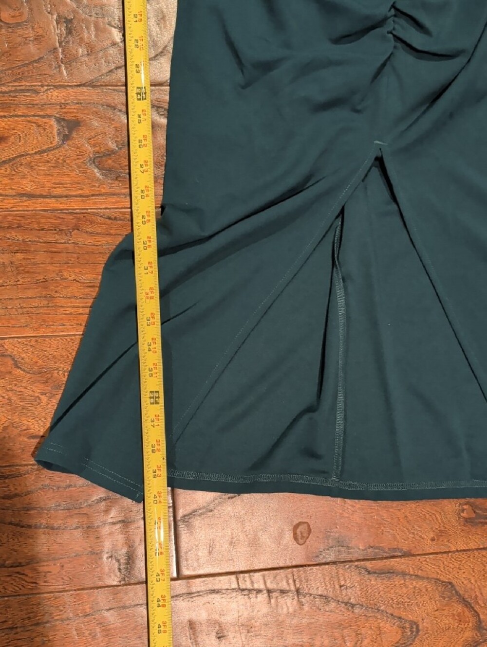 Grace Karin Teal Ruched Midi Dress with Heart Ring - Picture 11 of 12